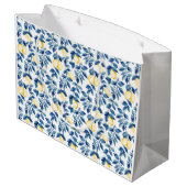 Blue Watercolor Lemon Groot Cadeauzakje (Achterkant Gekanteld)