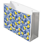 Blue Watercolor Lemon Pattern Groot Cadeauzakje (Voorkant Gekanteld)