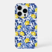 Blue Watercolor Lemon Pattern iPhone Hoesje (Achterkant)