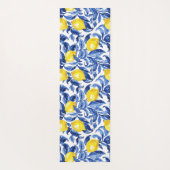 Blue Watercolor Lemon Pattern Monogram Name Yogamat (Achterkant)