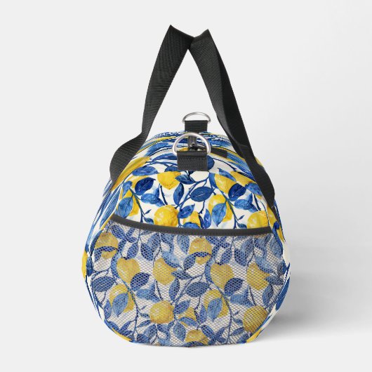 Blue Watercolor Lemon Pattern Monogram Plunjezak (Rechts)