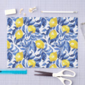 Blue Watercolor Lemon Pattern Tissuepapier (Craft)