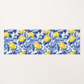 Blue Watercolor Lemon Pattern  Yogamat (Achterkant (horizontaal))