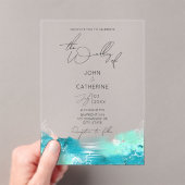 Blue Watercolor Ocean Acrylic Wedding Invitation Acryl Uitnodigingen (Insitu (Draagbaar))