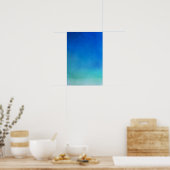 Blue Watercolor Ombre Poster (Keuken)