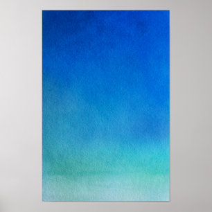 Blue Watercolor Ombre Poster