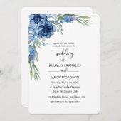 blue watercolor rustic wedding kaart (Voorkant / Achterkant)