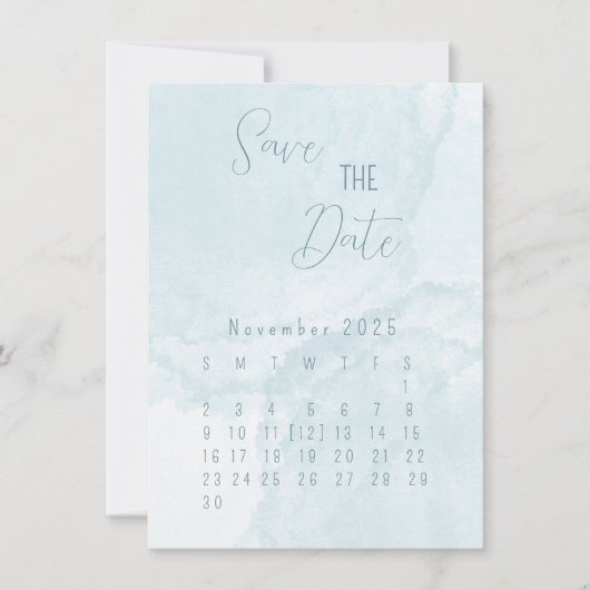 Blue Watercolor Save The Date (Voorkant)