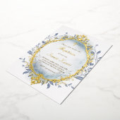 blue watercolor silver frame winter Baptism  Folie Uitnodiging (Gedraaid)