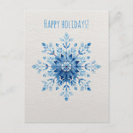 Blue watercolor snowflake, Christmas  Feestdagenkaart