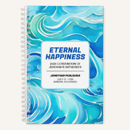 Blue Watercolor Waves Eternal Happiness Convention Notitieboek