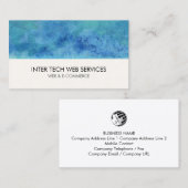 Blue Watercolor Web Design Business Card Visitekaartje (Voorkant / Achterkant)