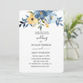 blue watercolor wedding Invitation Kaart (Staand voorkant)