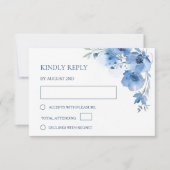 Blue Watercolor Wedding RSVP Kaartje (Voorkant)