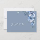 Blue Watercolor Wedding RSVP Kaartje (Achterkant)