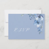 Blue Watercolor Wedding RSVP Kaartje (Achterkant)