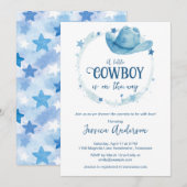 Blue Watercolor Western Cowboy Hat Baby Shower  Kaart (Voorkant / Achterkant)
