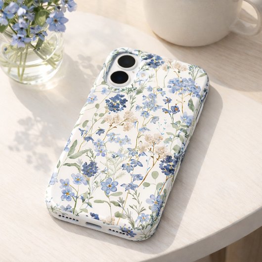Blue Watercolor Wildflower Case-Mate iPhone Case