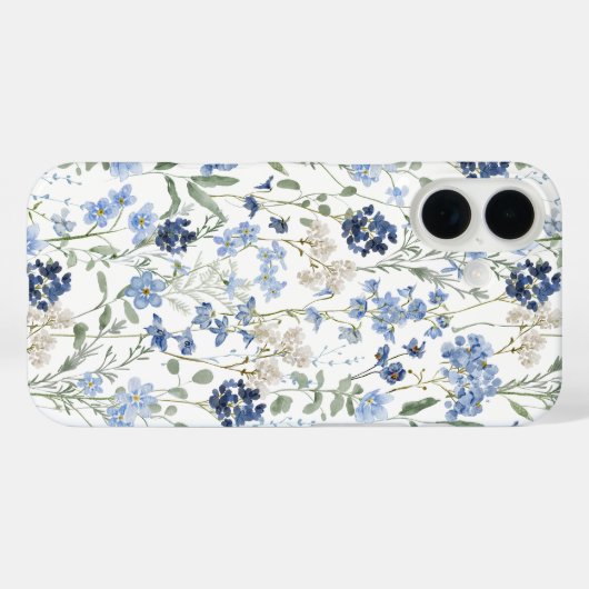 Blue Watercolor Wildflower Case-Mate iPhone Case (Achterkant (horizontaal))