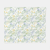 Blue Watercolor Wildflower Fleece Deken (Voorkant (Horizontaal))