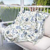 Blue Watercolor Wildflower Fleece Deken
