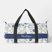 Blue Watercolor Wildflower Monogram Plunjezak (Voorkant)
