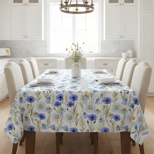 Blue Watercolor Wildflower Tafelkleed
