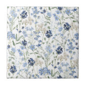 Blue Watercolor Wildflower Tegeltje (Voorkant)