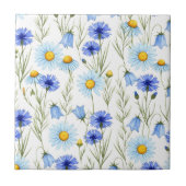 Blue Watercolor Wildflower Tegeltje (Voorkant)