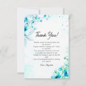 Blue Watercolor Wildflowers Modern Bridal Shower Bedankkaart (Voorkant)