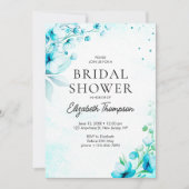 Blue Watercolor Wildflowers Modern Bridal Shower Kaart (Voorkant)