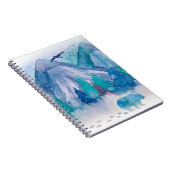 Blue Watercolor Winter Mountain Landscape Art Notitieboek (Rechterzijde)