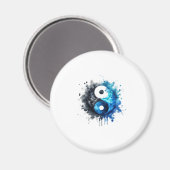 Blue Watercolor Yin and Yang Magnet (Voorkant / Achterkant)