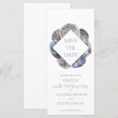 Blue Watercolour Sea Shell Save the Date Flat Card (Voorkant / Achterkant)