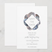 Blue Watercolour Sea Shell Save the Date Flat Card Kaart (Voorkant / Achterkant)