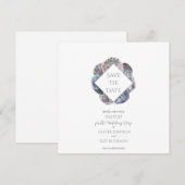 Blue Watercolour Sea Shell Save the Date Flat Card Kaart (Voorkant / Achterkant)