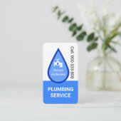 Blue Waterdrop Faucet Leaks Plumbing Visitekaartje (Staand voorkant)