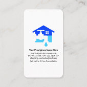 Blue Waterdrop Faucet Leaks Plumbing Visitekaartje (Achterkant)