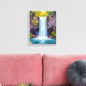 Blue Waterfall | Forest Landscape Nature Painting Canvas Afdruk (Insitu (Woonkamer))