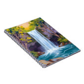 Blue Waterfall | Forest Landscape Nature Painting Notitieboek (Rechterzijde)