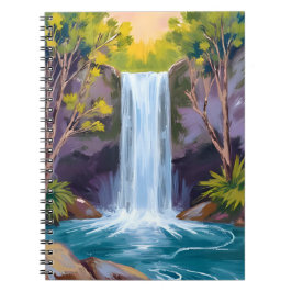 Blue Waterfall | Forest Landscape Nature Painting Notitieboek