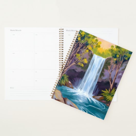 Blue Waterfall | Forest Landscape Nature Painting Planner (Display)
