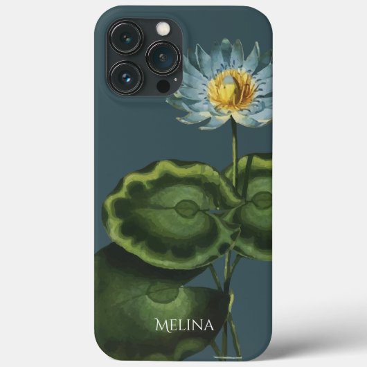 Blue Waterlily Unique Hoesje-Mate iPhone Case Case (Achterkant)