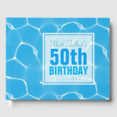 Blue Waterpool 50th Birthday Guest Book Gastenboek (Voorkant)