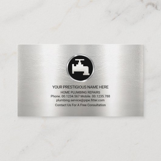 Blue Waters Plumber Silver Pipe Visitekaartje (Achterkant)