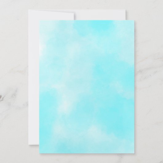 Blue waterverf 5 grid foto baby aankondiging (Achterkant)