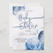 Blue Waterverf Abstract Baby shower Invitation Kaart (Voorkant)