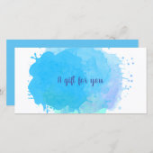 Blue Waterverf Abstract Business Cadeaubon (Voorkant / Achterkant)