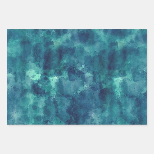 Blue Waterverf Abstraction Inpakpapier Vel (Voorkant 2)