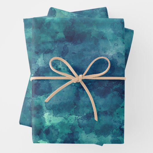 Blue Waterverf Abstraction Inpakpapier Vel (In situ)